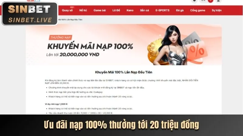 Thành viên mới vn188 nhận thưởng chào mừng khi nạp tiền lần đầu, thể hiện ưu đãi hấp dẫn.